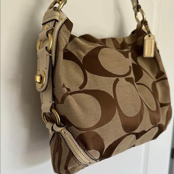 Coach Brown Monogram Shoulder Bag with Gold Hardware - Picture 2 of 13